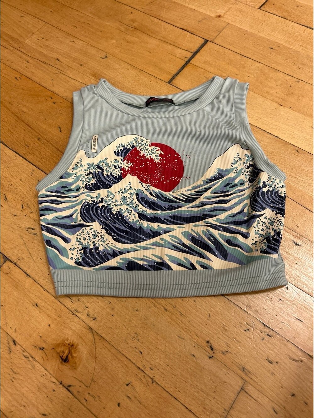 Romwe cropped Japanese Graphic top